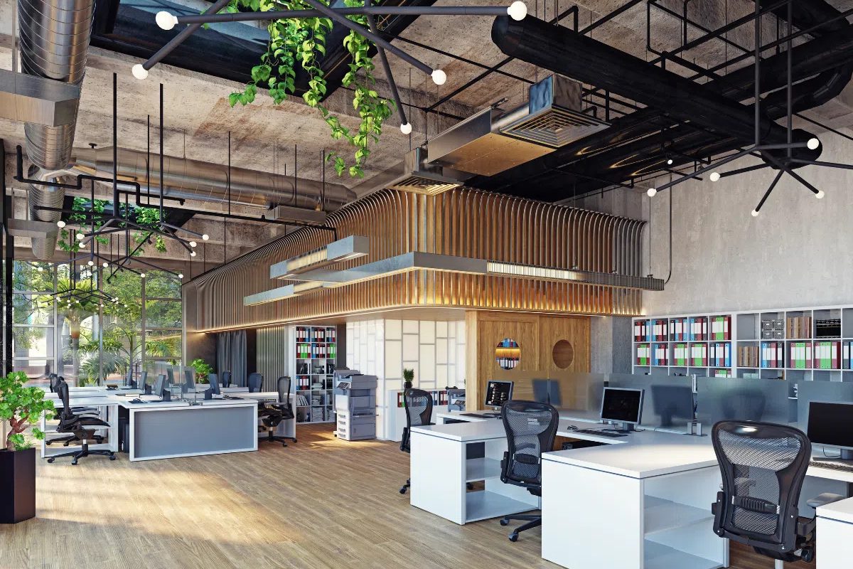 Open-plan office interior build-out